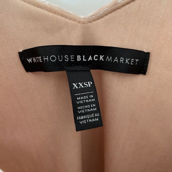 White House Black Market Top Womens Sz XXSP Velvet Flounce Antique Blush w Belt - Picture 2 of 5